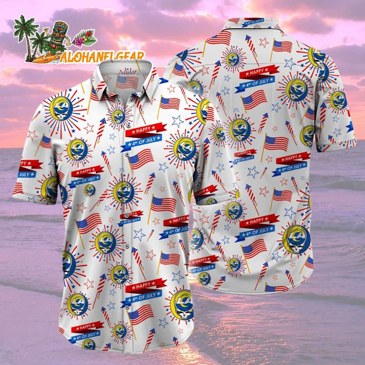 Los Angeles Rams Grateful Dead Hawaiian Shirt 1 Los Angeles Rams Grateful Dead Hawaiian Shirt 2