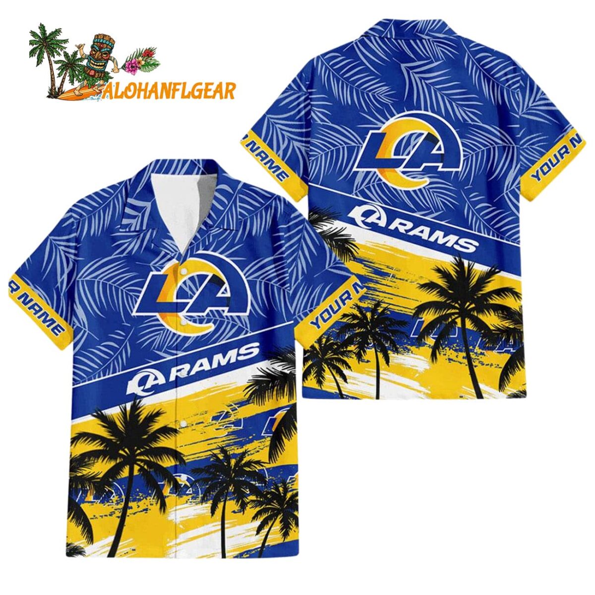 Los Angeles Rams Palm Tree Tropical Trendy Football Custom Name Hawaiian Shirt 1