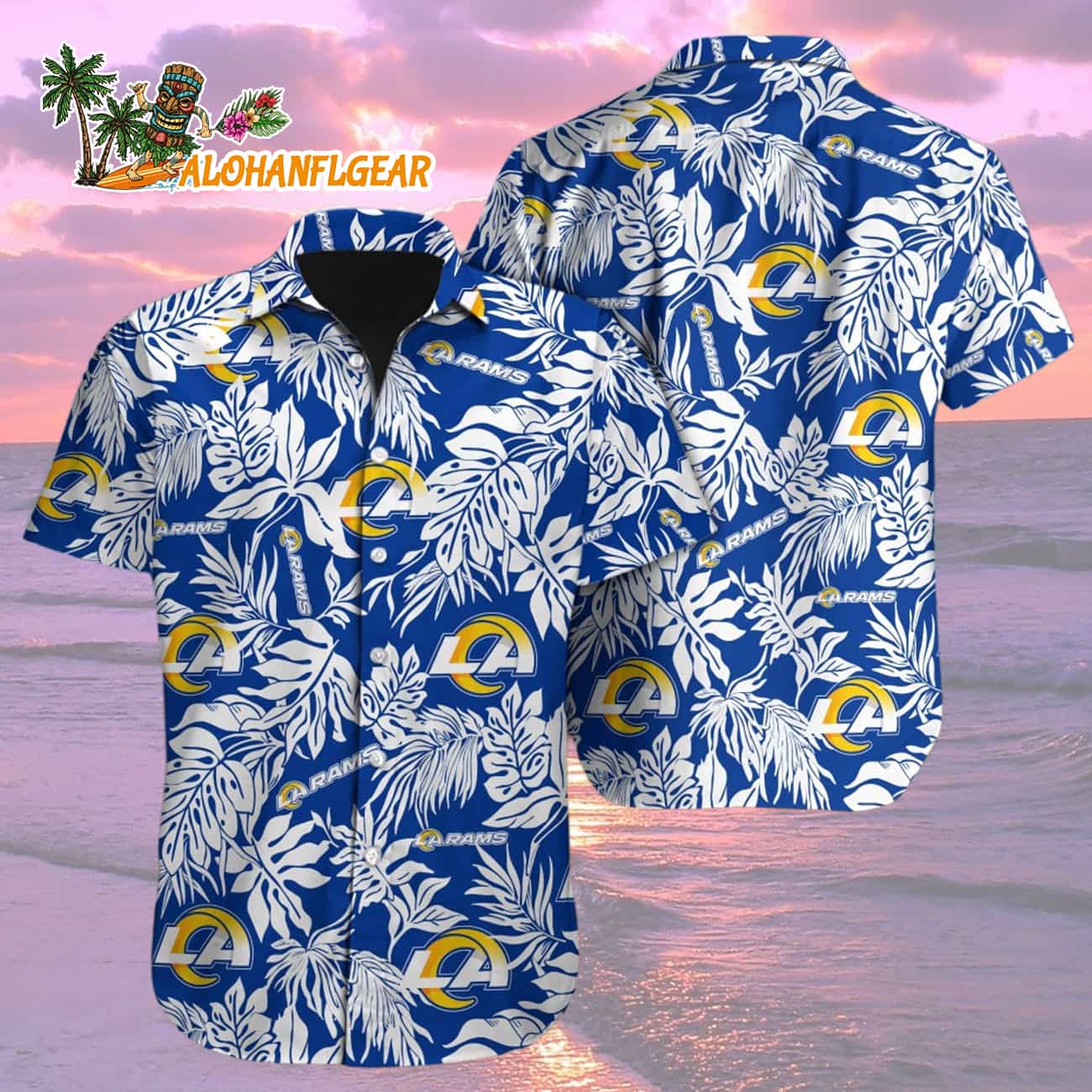 Los Angeles Rams Tropical Leafs Design Hawaiian Shirt Los Angeles Rams Tropical Leafs Design Hawaiian Shirt