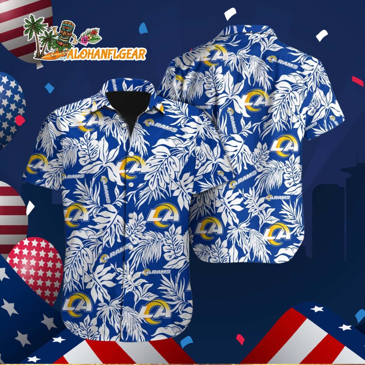 Los Angeles Rams Tropical Leafs Design Hawaiian Shirt 2 Los Angeles Rams Tropical Leafs Design Hawaiian Shirt 3