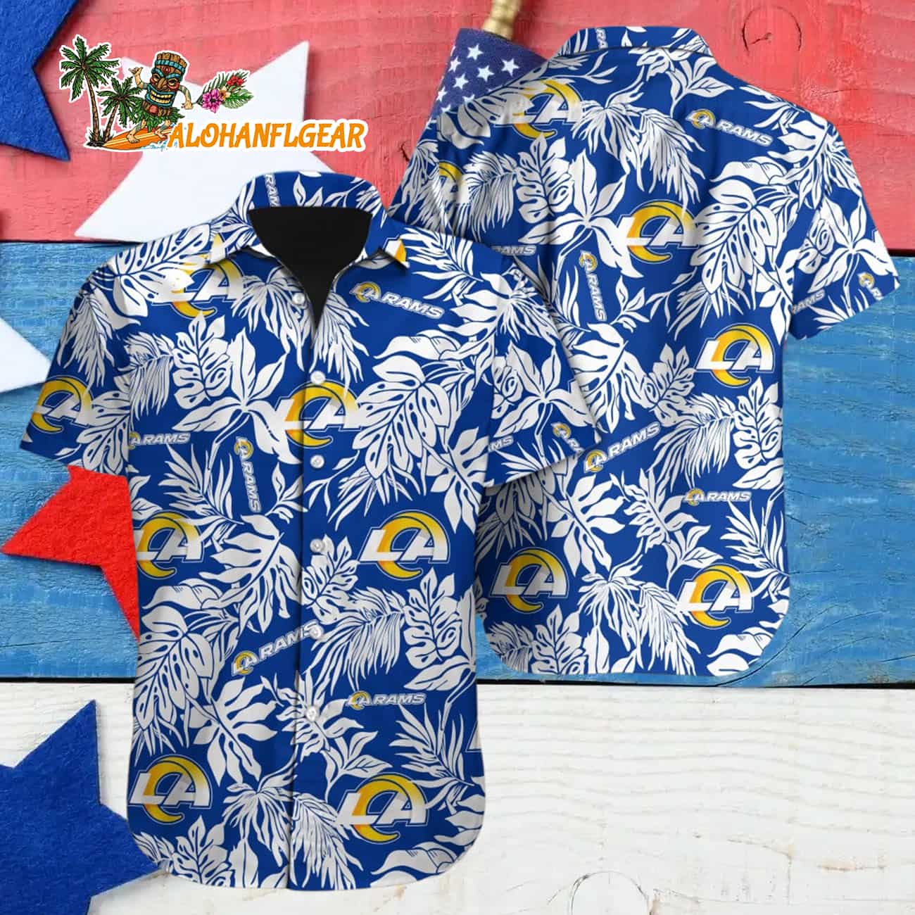 Los Angeles Rams Tropical Leafs Design Hawaiian Shirt Los Angeles Rams Tropical Leafs Design Hawaiian Shirt
