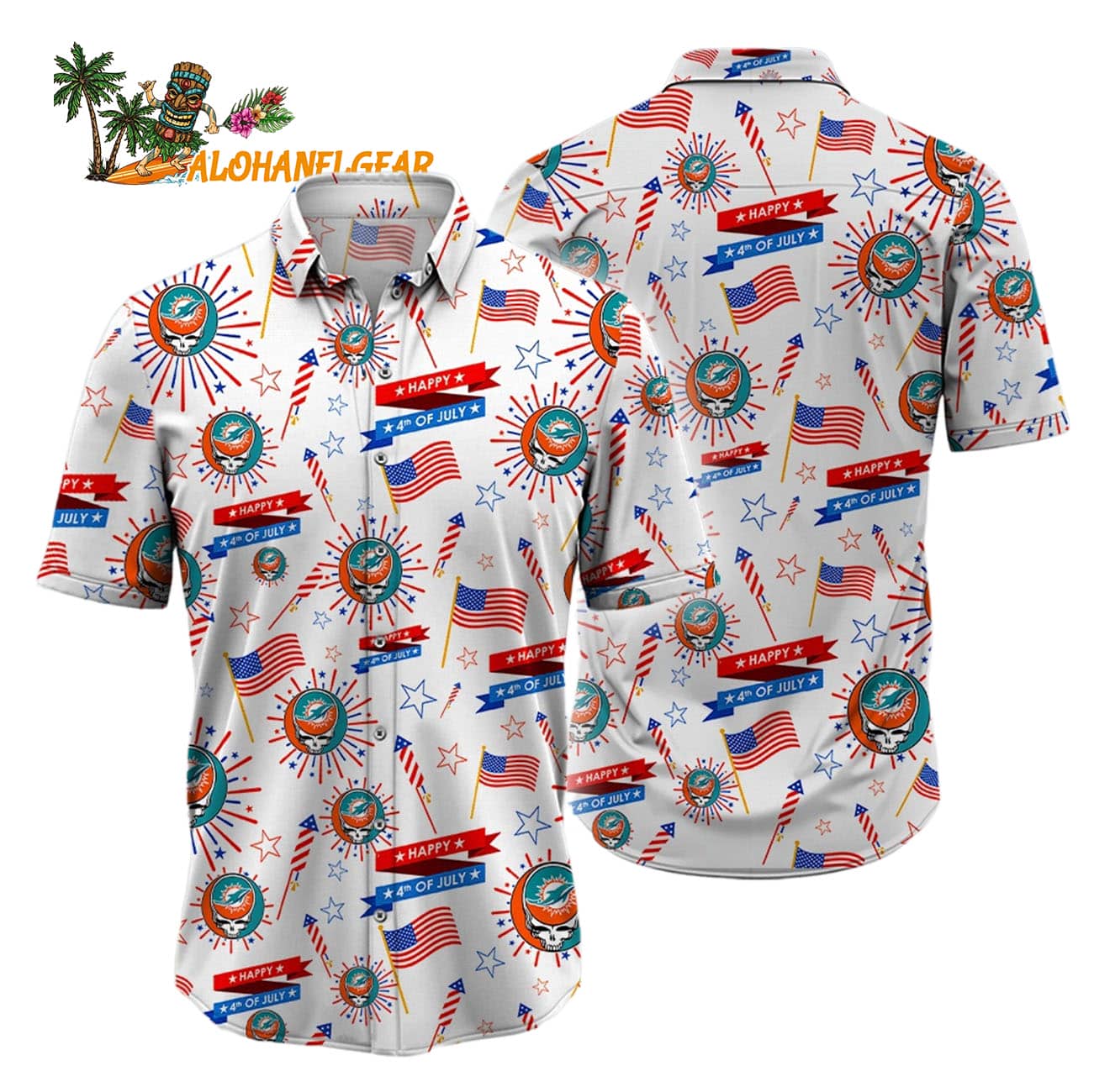 Miami Dolphins Grateful Dead Hawaiian Shirt Miami Dolphins Grateful Dead Hawaiian Shirt