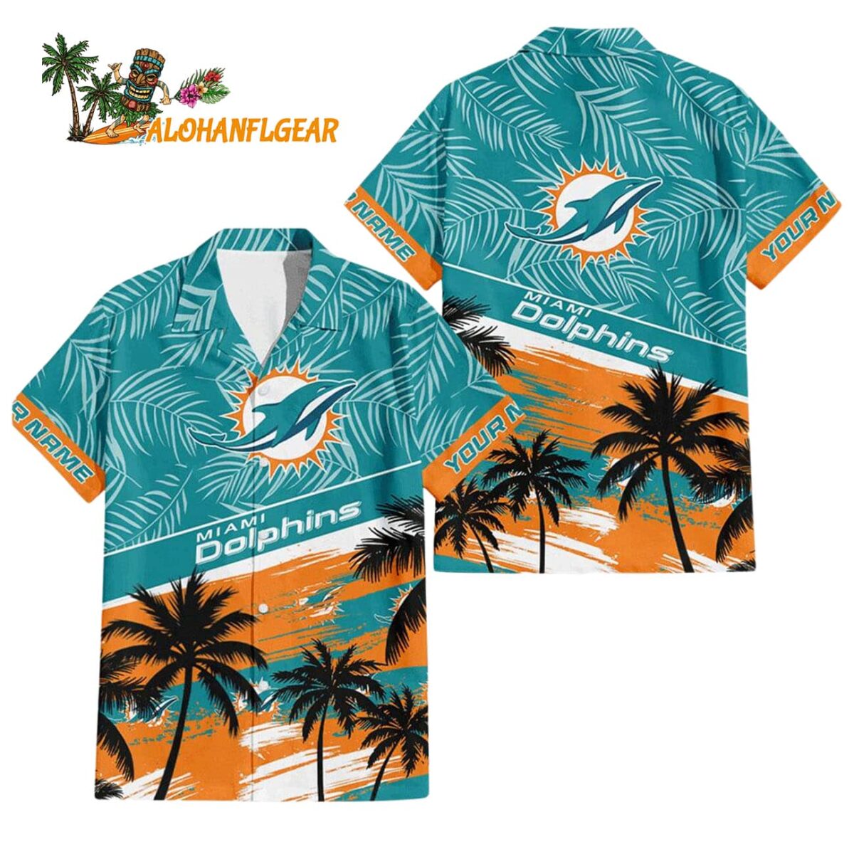 Miami Dolphins Palm Tree Tropical Trendy Football Custom Name Hawaiian Shirt 1