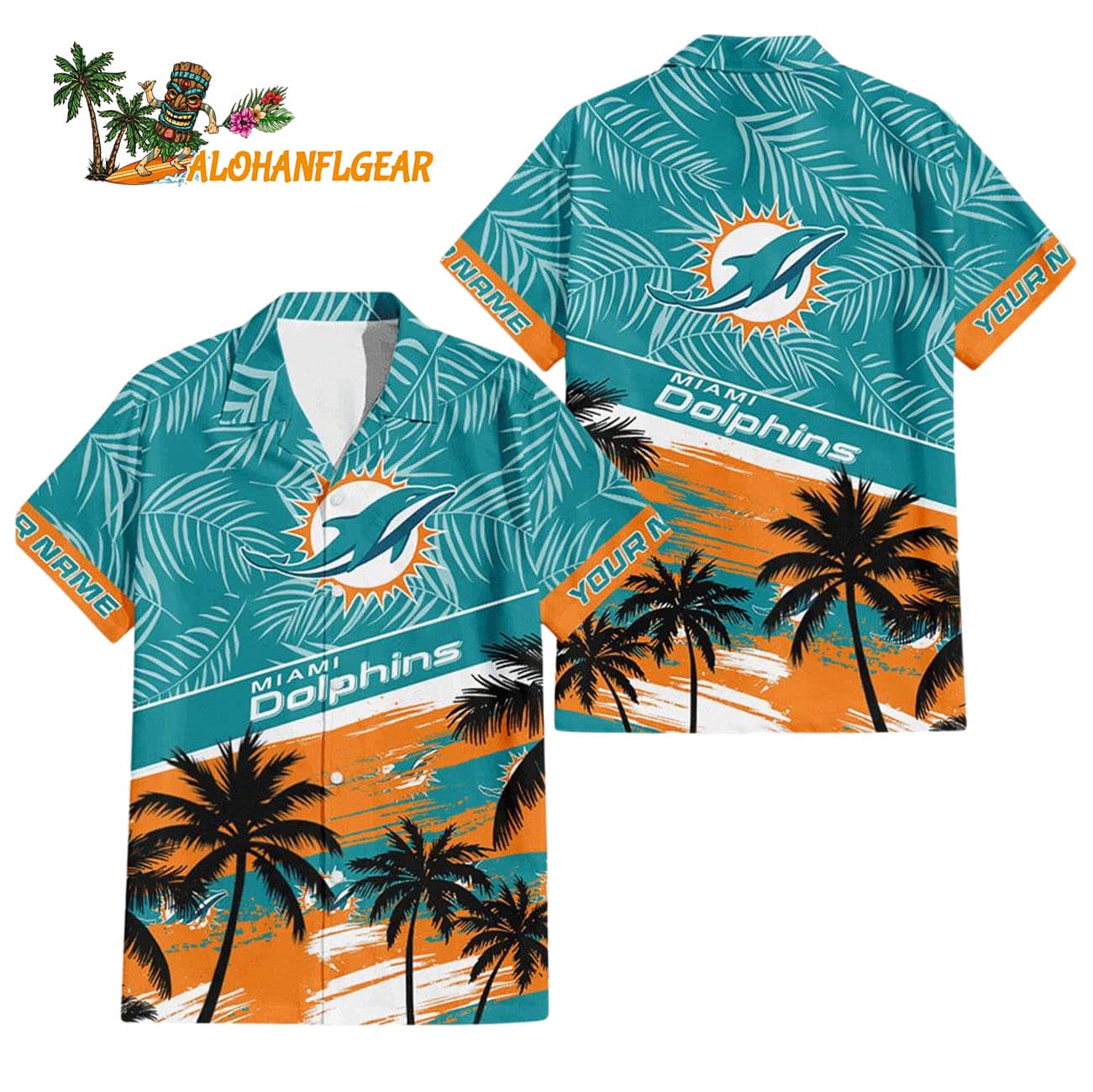 Miami Dolphins Palm Tree Tropical Trendy Football Custom Name Hawaiian Shirt Miami Dolphins Palm Tree Tropical Trendy Football Custom Name Hawaiian Shirt