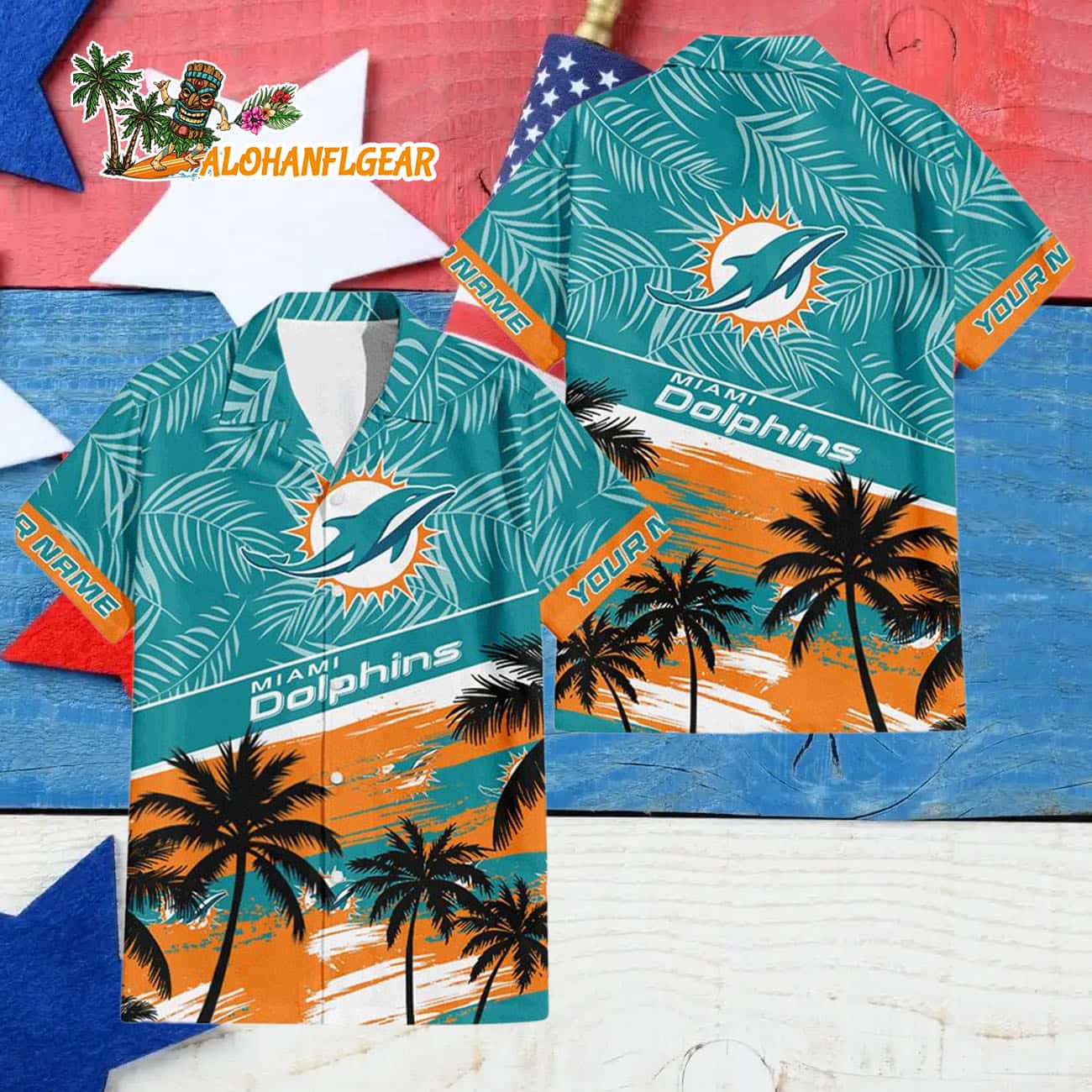 Miami Dolphins Palm Tree Tropical Trendy Football Custom Name Hawaiian Shirt Miami Dolphins Palm Tree Tropical Trendy Football Custom Name Hawaiian Shirt