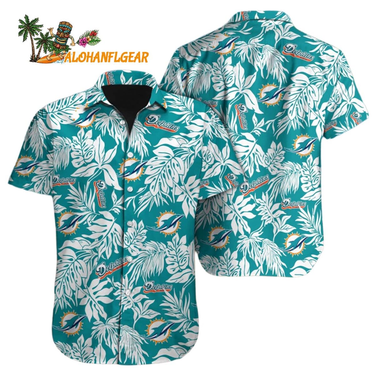 Miami Dolphins Tropical Leafs Design Hawaiian Shirt 1