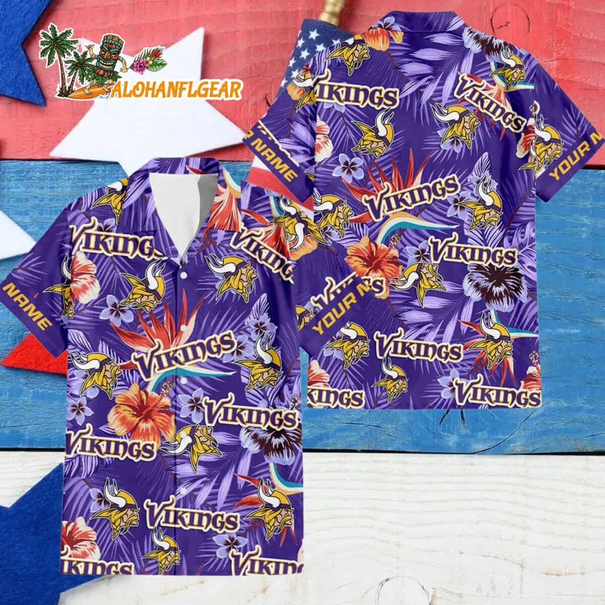 Minnesota Vikings Football Team Flower Summer Design Custom Name Hawaiian Shirt 4 Minnesota Vikings Football Team Flower Summer Design Custom Name Hawaiian Shirt 4