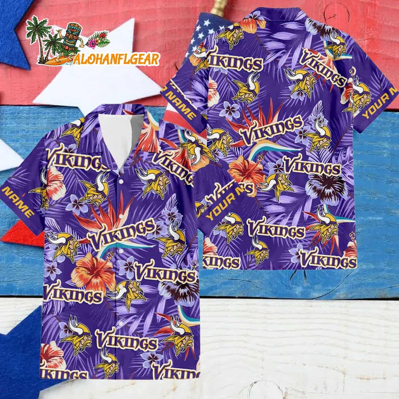 Minnesota Vikings Football Team Flower Summer Design Custom Name Hawaiian Shirt Minnesota Vikings Football Team Flower Summer Design Custom Name Hawaiian Shirt