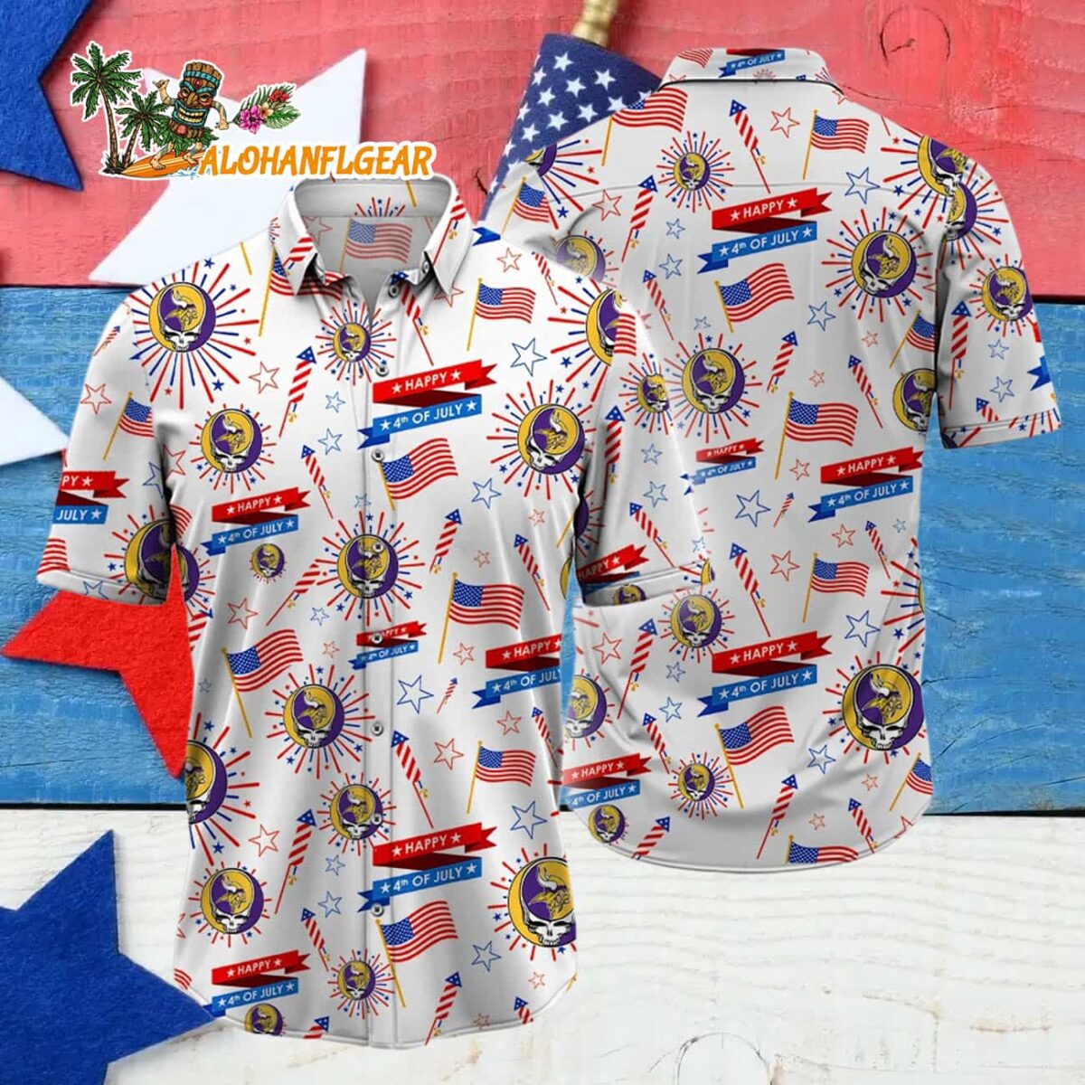 Minnesota Vikings Grateful Dead Hawaiian Shirt 4