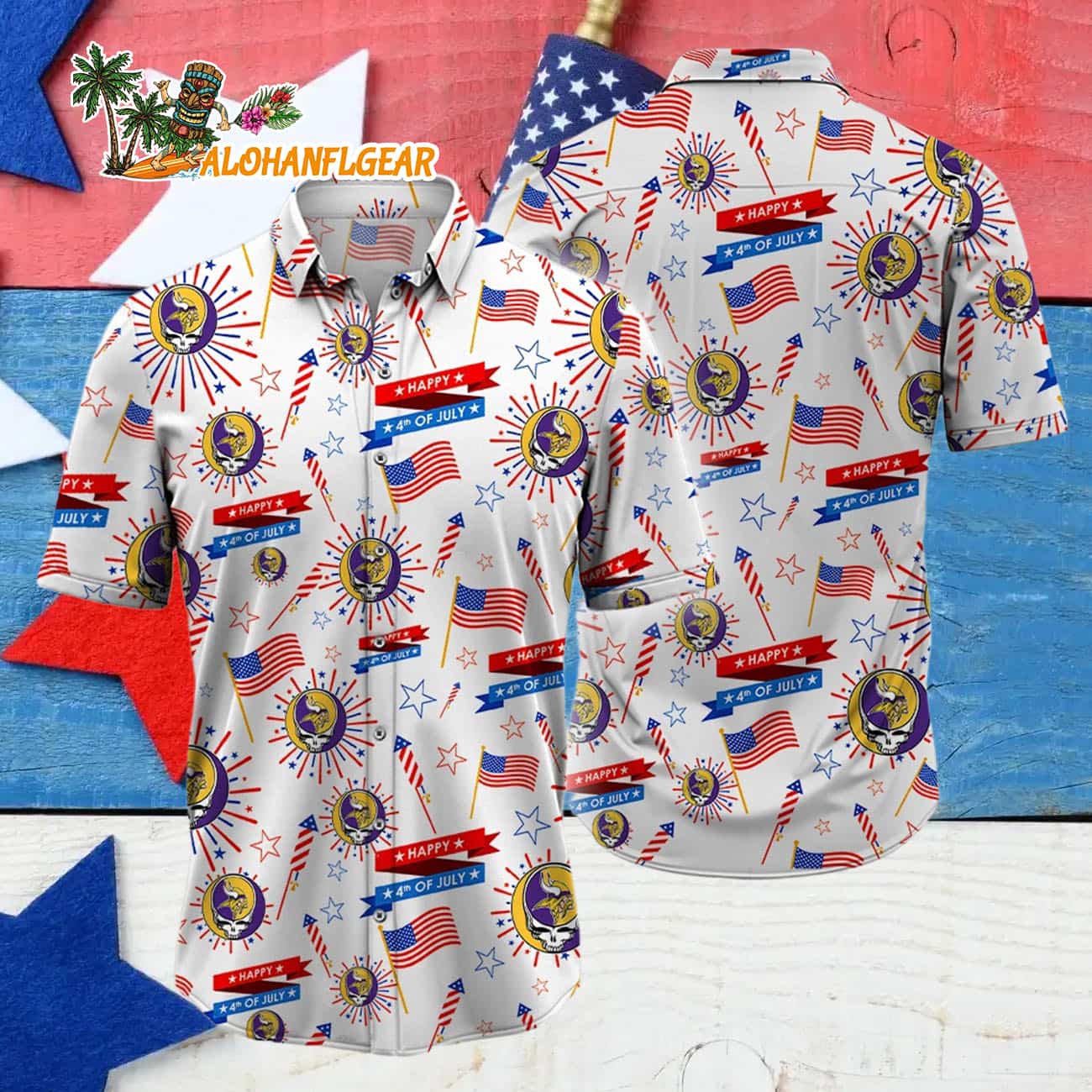 Minnesota Vikings Grateful Dead Hawaiian Shirt Minnesota Vikings Grateful Dead Hawaiian Shirt