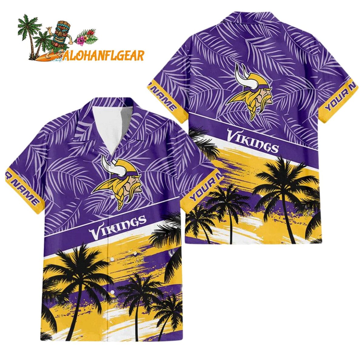 Minnesota Vikings Palm Tree Tropical Trendy Football Custom Name Hawaiian Shirt 1
