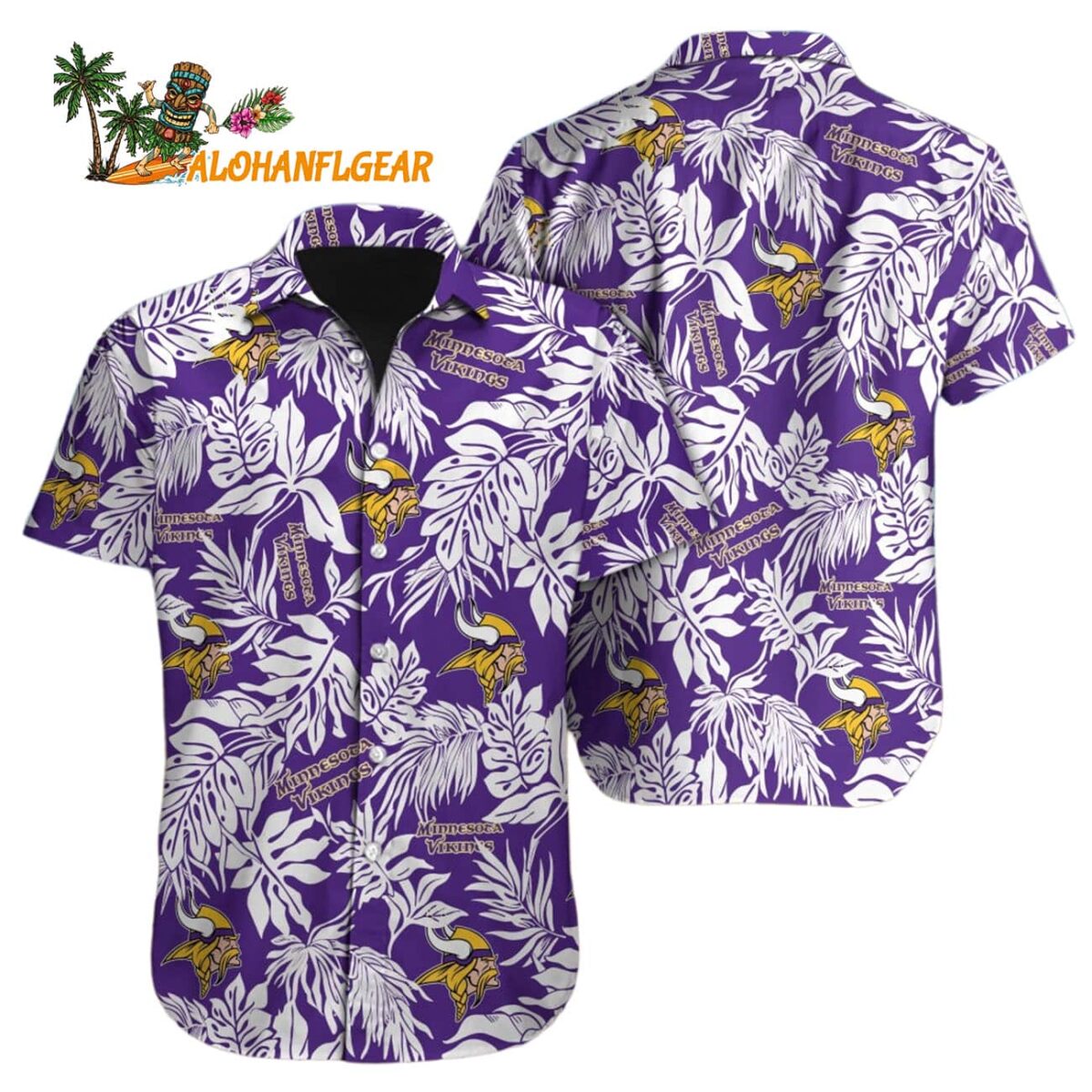 Minnesota Vikings Tropical Leafs Design Hawaiian Shirt 1