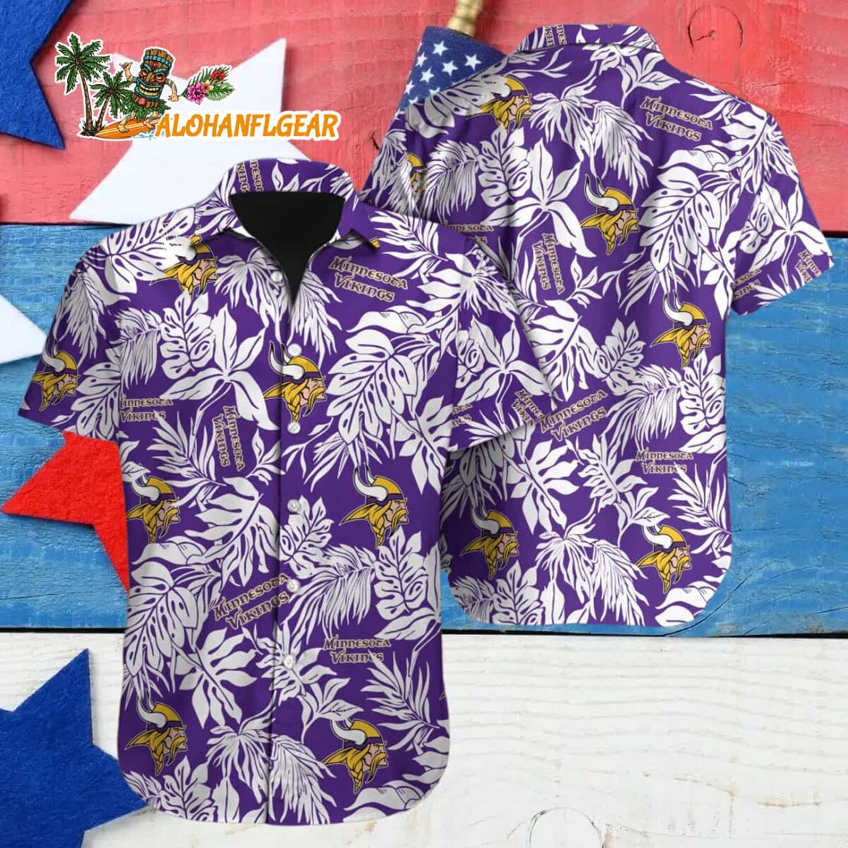 Minnesota Vikings Tropical Leafs Design Hawaiian Shirt 4