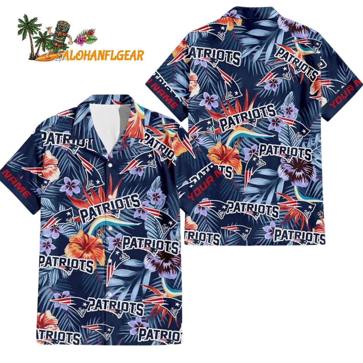 New England Patriots Football Team Flower Summer Design Custom Name Hawaiian Shirt 1