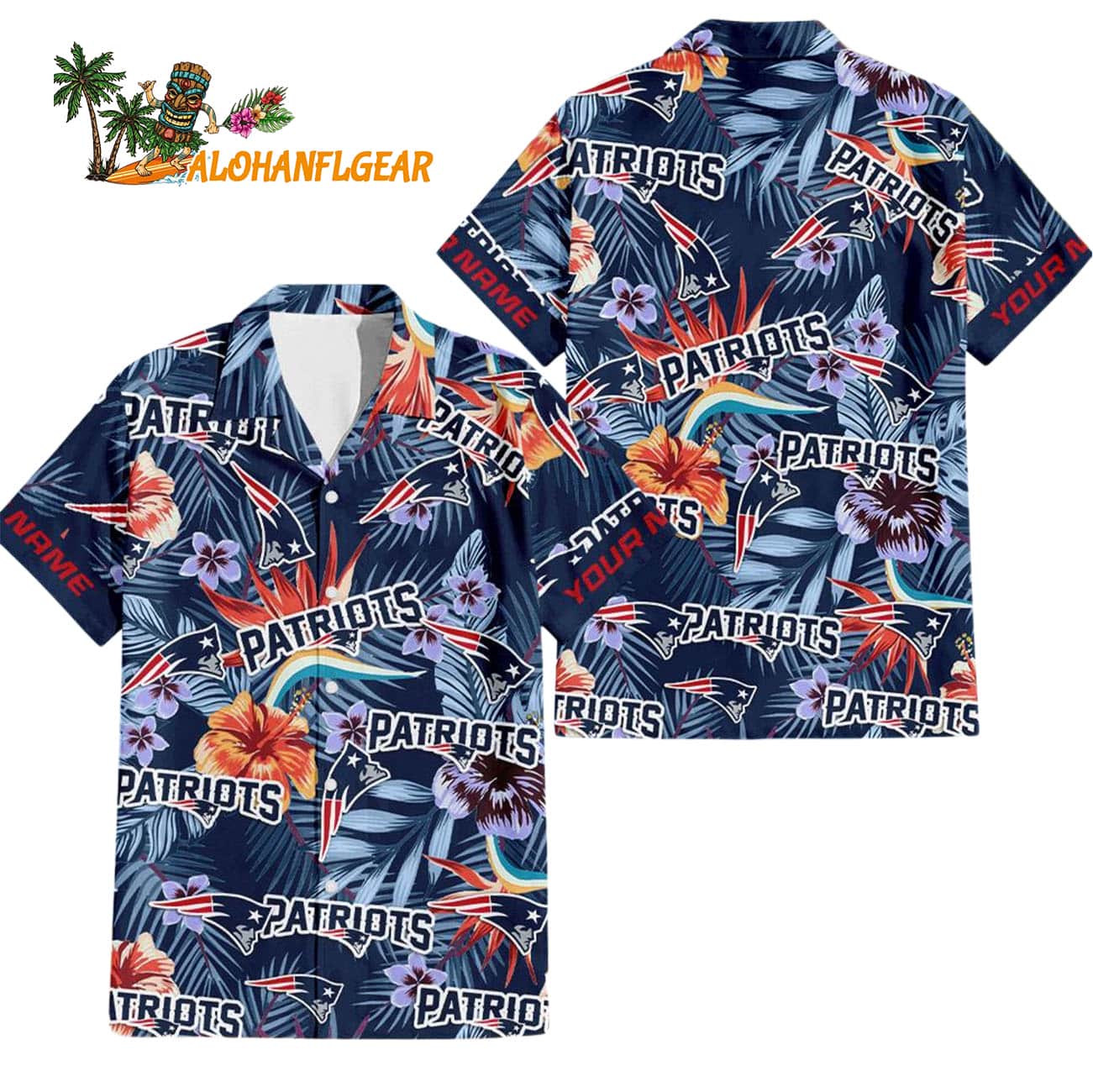 New England Patriots Football Team Flower Summer Design Custom Name Hawaiian Shirt New England Patriots Football Team Flower Summer Design Custom Name Hawaiian Shirt