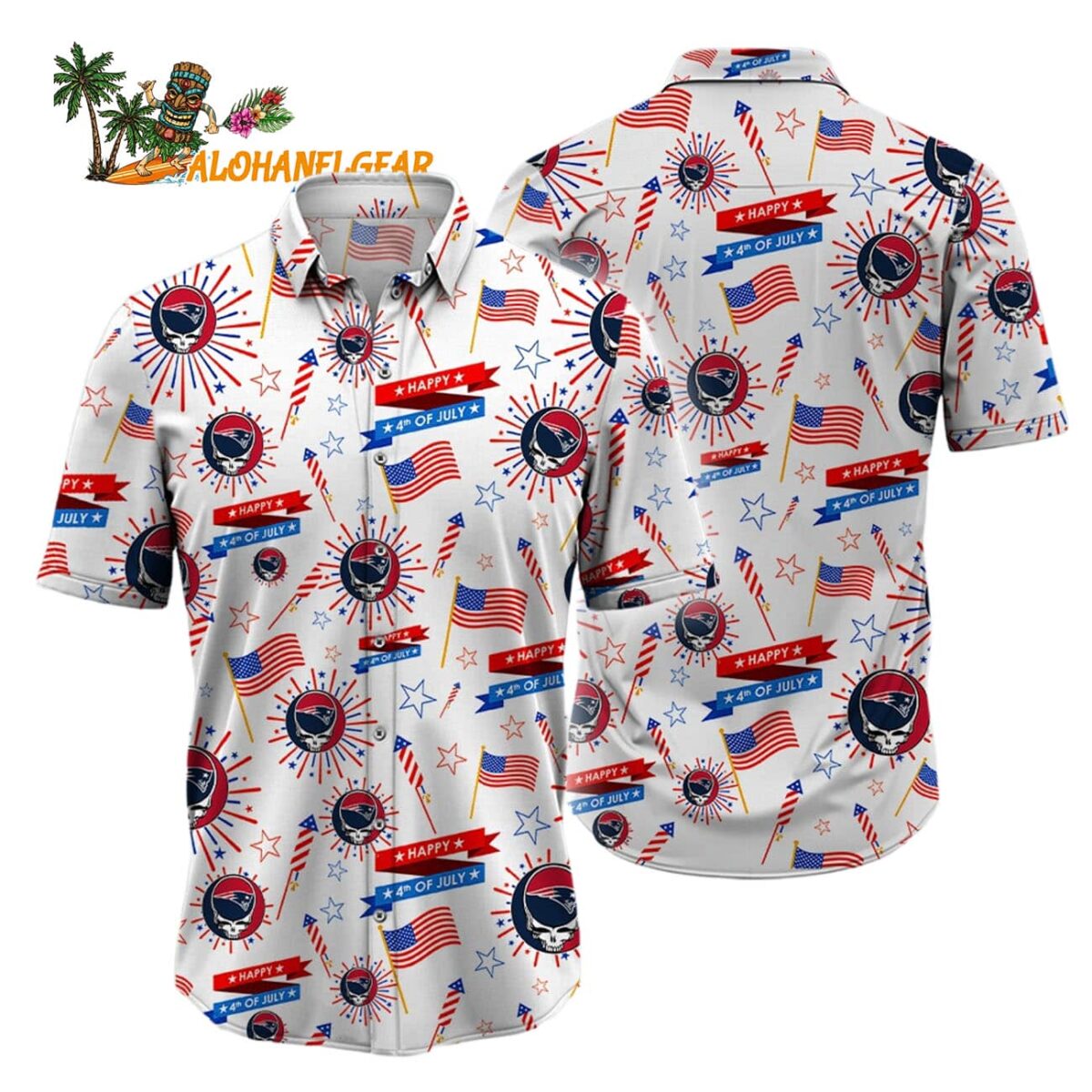 New England Patriots Grateful Dead Hawaiian Shirt 1