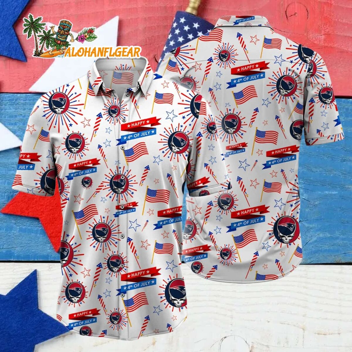 New England Patriots Grateful Dead Hawaiian Shirt 4 New England Patriots Grateful Dead Hawaiian Shirt 4