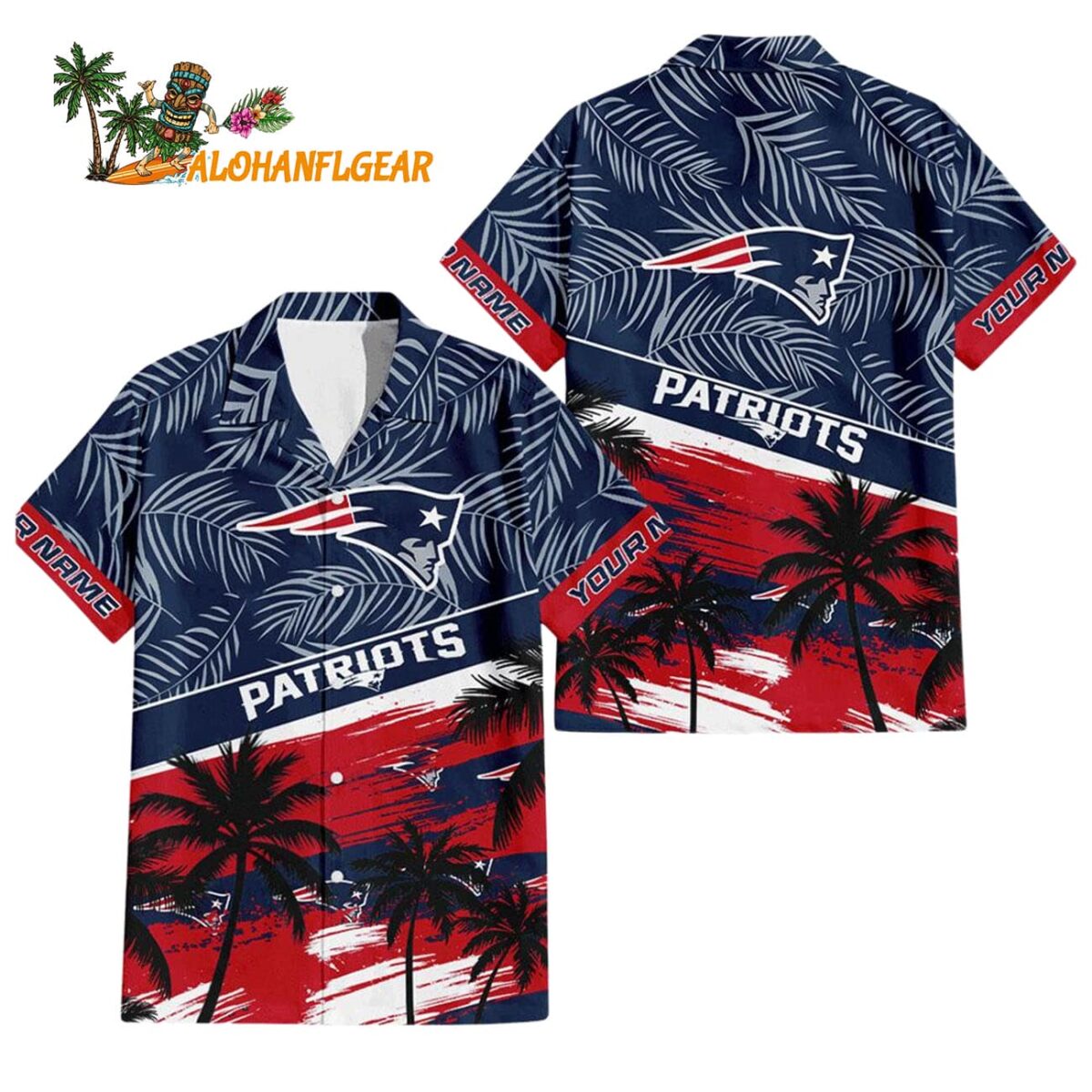 New England Patriots Palm Tree Tropical Trendy Football Custom Name Hawaiian Shirt 1