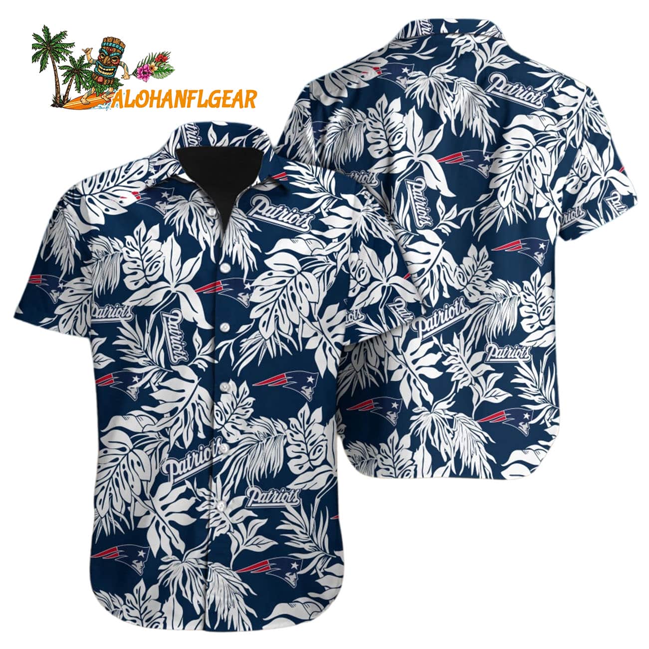 New England Patriots Tropical Leafs Design Hawaiian Shirt New England Patriots Tropical Leafs Design Hawaiian Shirt
