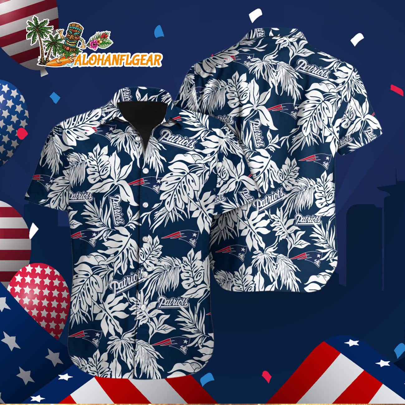 New England Patriots Tropical Leafs Design Hawaiian Shirt New England Patriots Tropical Leafs Design Hawaiian Shirt