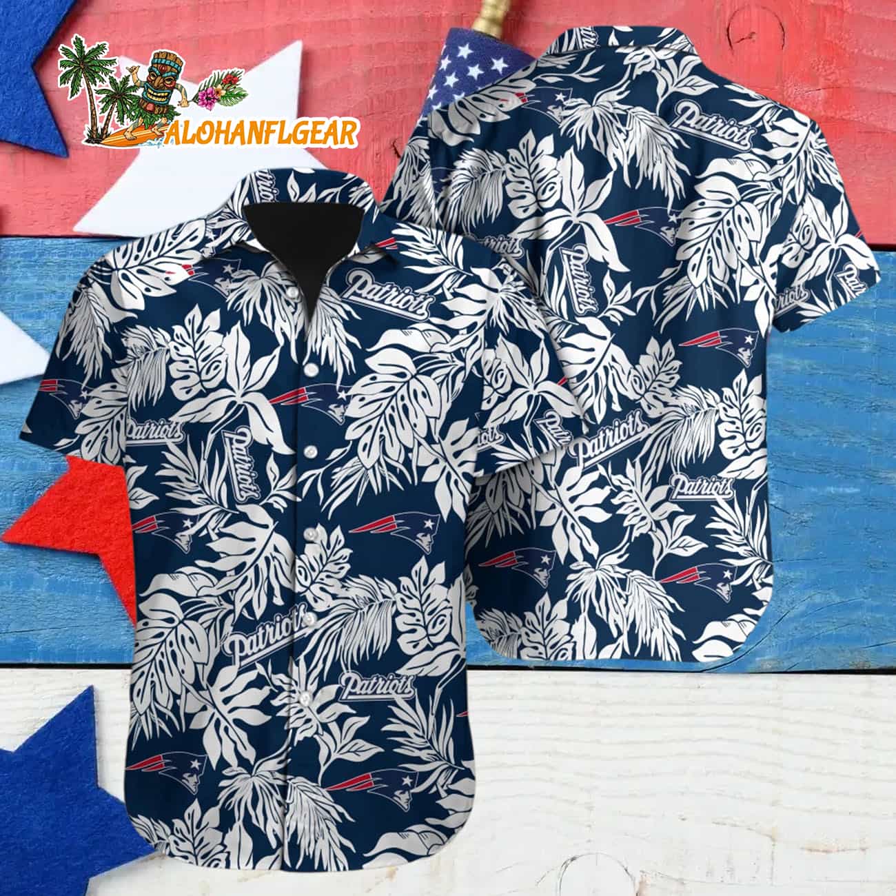 New England Patriots Tropical Leafs Design Hawaiian Shirt New England Patriots Tropical Leafs Design Hawaiian Shirt