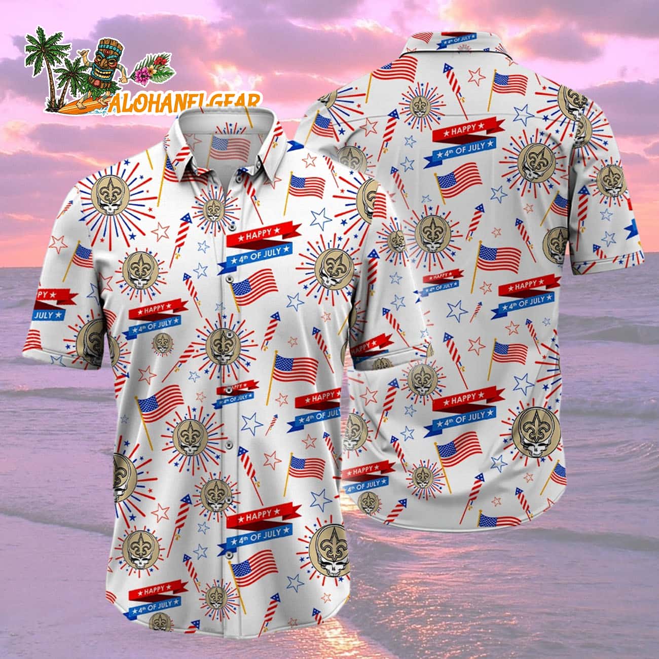 New Orleans Saints Grateful Dead Hawaiian Shirt New Orleans Saints Grateful Dead Hawaiian Shirt