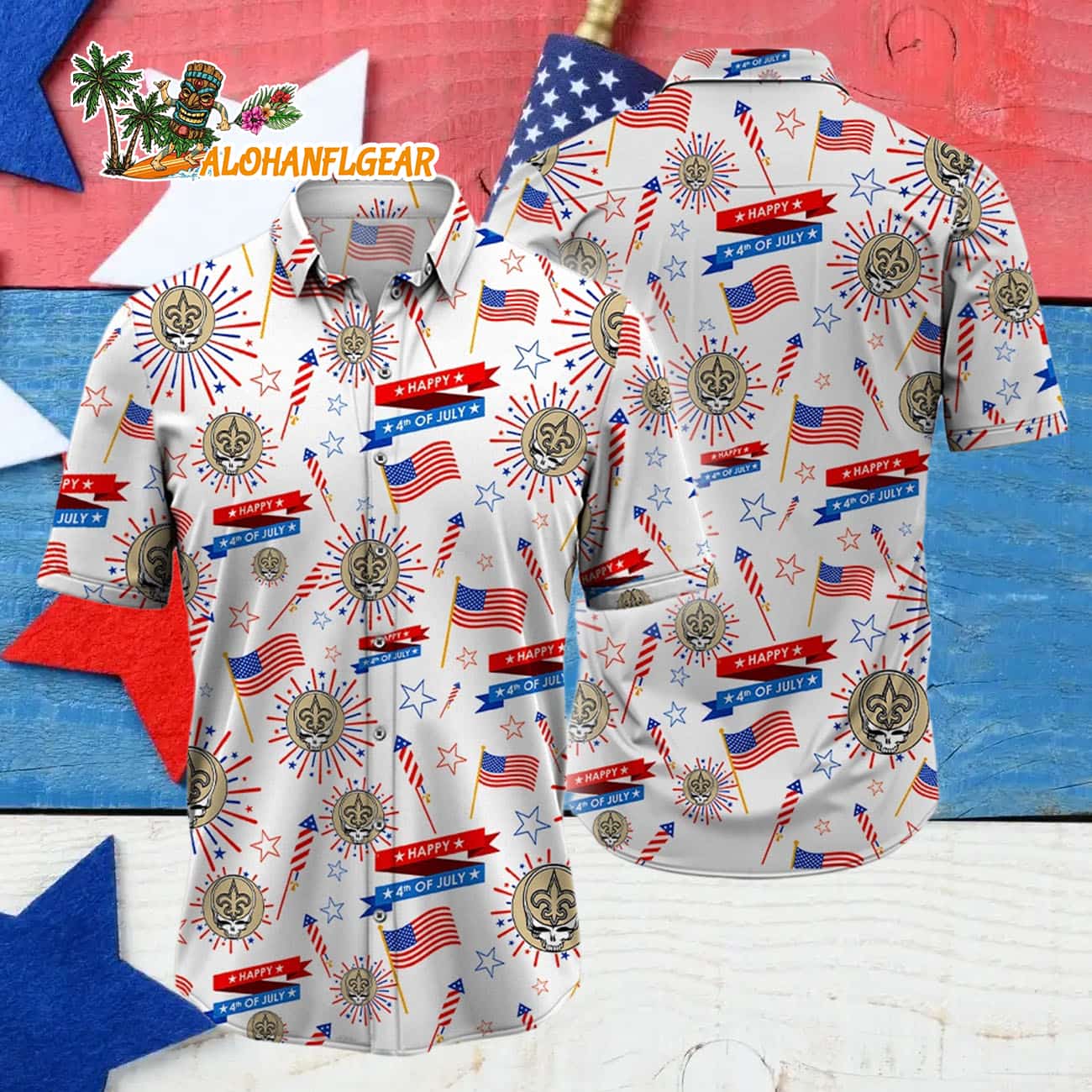 New Orleans Saints Grateful Dead Hawaiian Shirt New Orleans Saints Grateful Dead Hawaiian Shirt