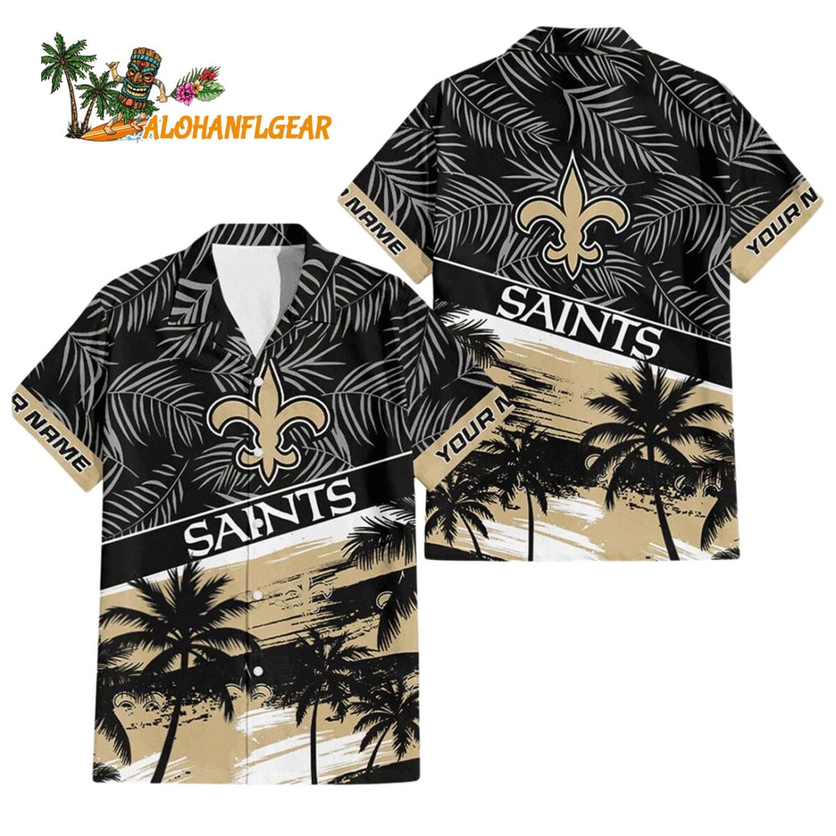 New Orleans Saints Palm Tree Tropical Trendy Football Custom Name Hawaiian Shirt 1
