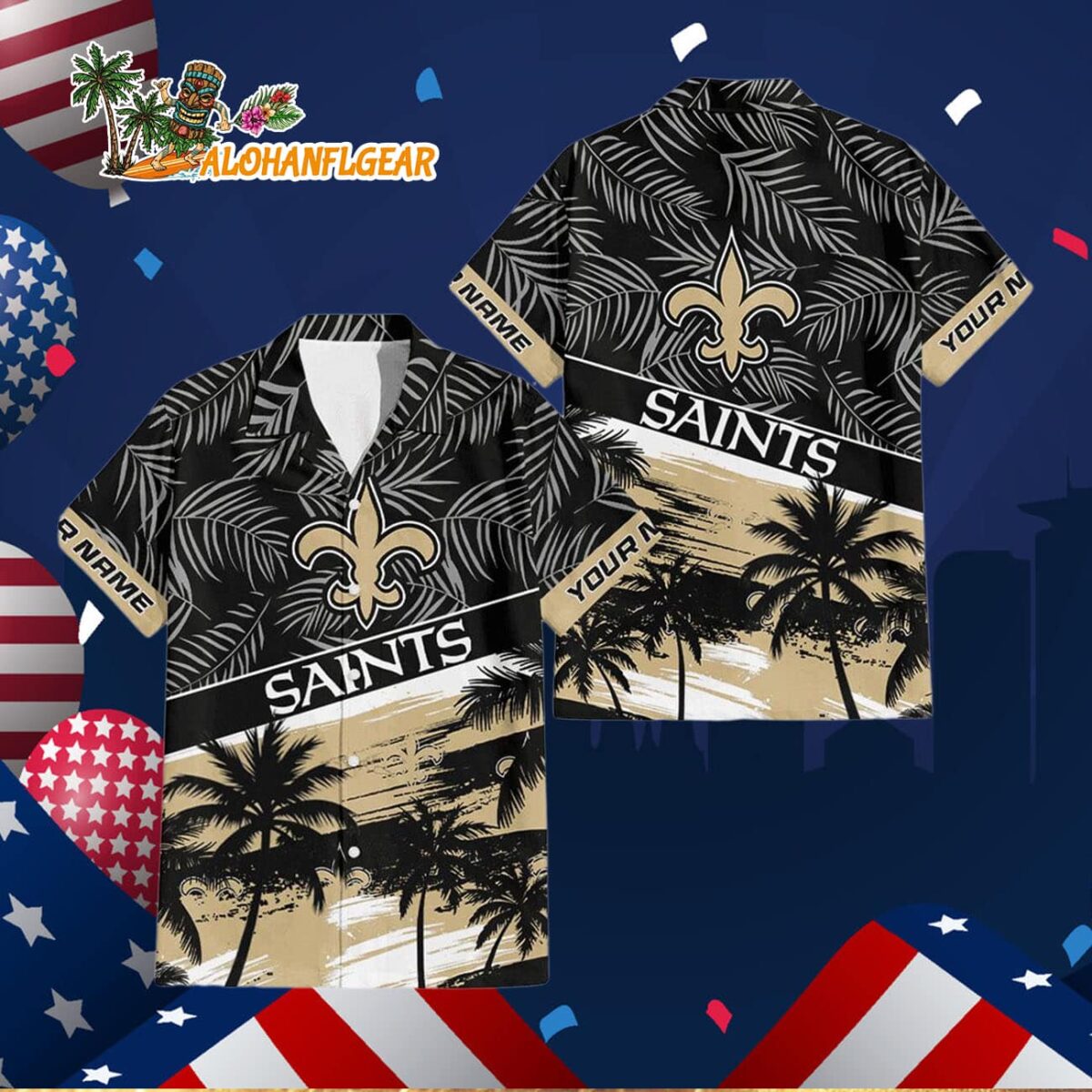 New Orleans Saints Palm Tree Tropical Trendy Football Custom Name Hawaiian Shirt 2 New Orleans Saints Palm Tree Tropical Trendy Football Custom Name Hawaiian Shirt 3