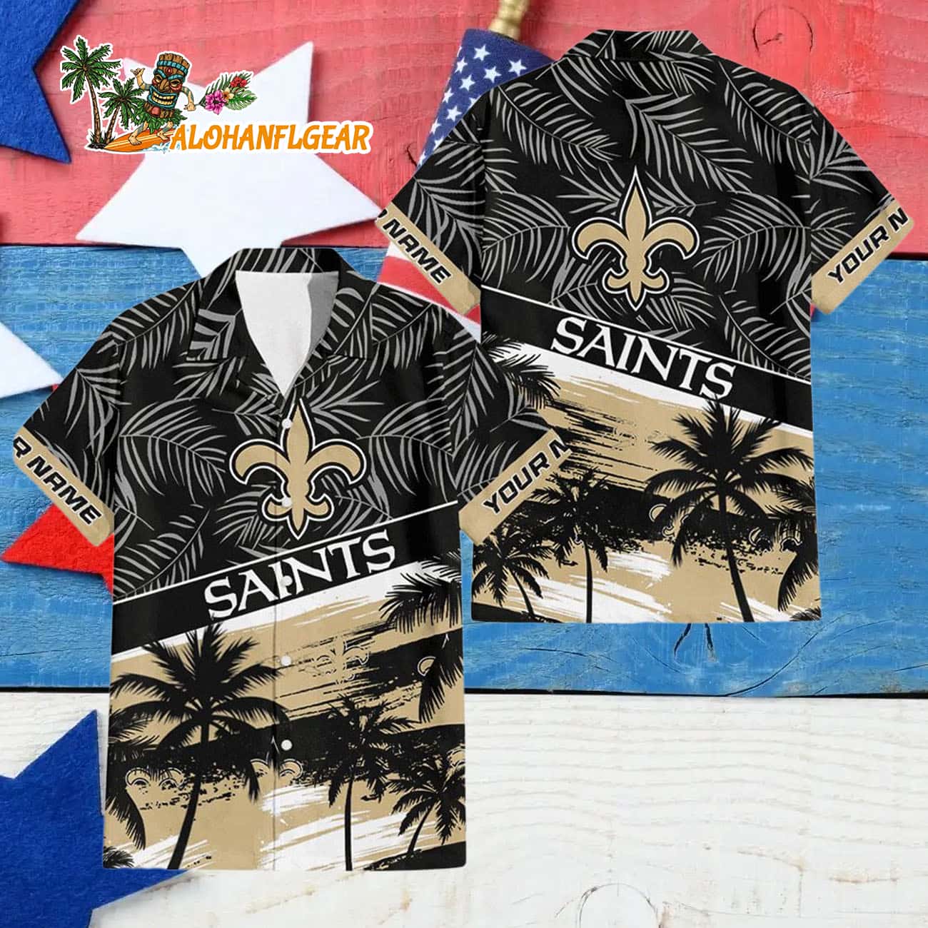 New Orleans Saints Palm Tree Tropical Trendy Football Custom Name Hawaiian Shirt New Orleans Saints Palm Tree Tropical Trendy Football Custom Name Hawaiian Shirt