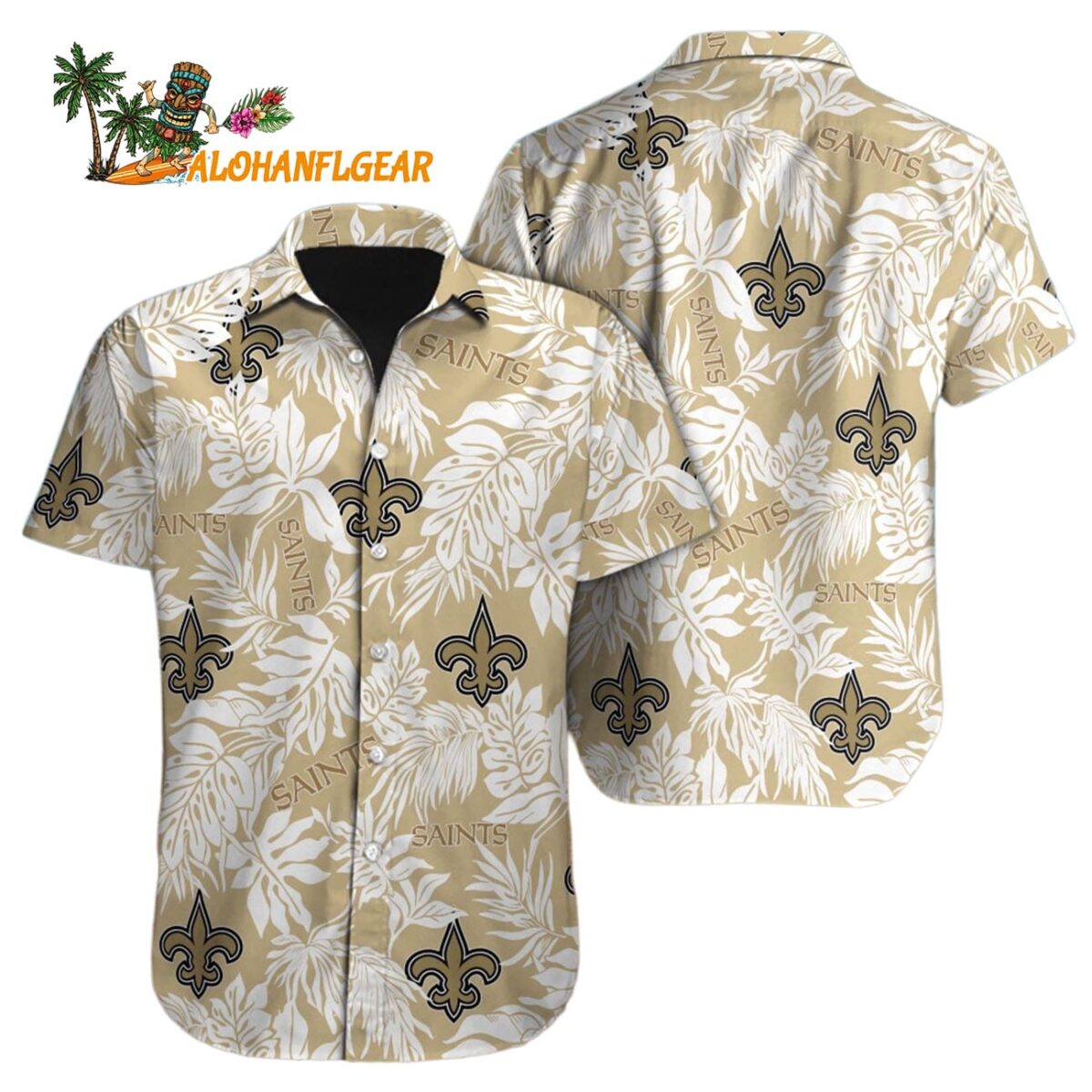 New Orleans Saints Tropical Leafs Design Hawaiian Shirt 1