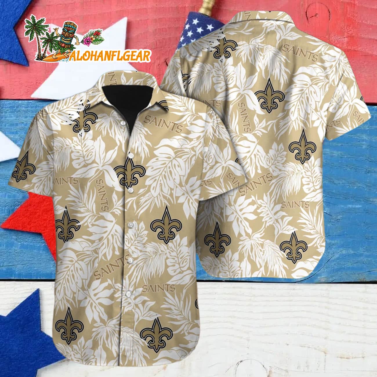 New Orleans Saints Tropical Leafs Design Hawaiian Shirt New Orleans Saints Tropical Leafs Design Hawaiian Shirt