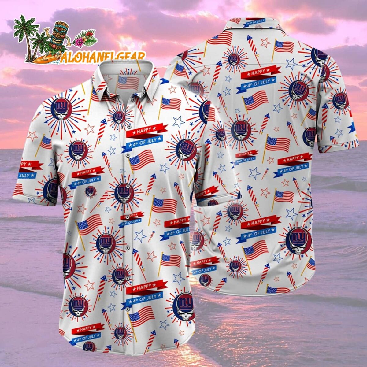 New York Giants Grateful Dead Hawaiian Shirt 1 New York Giants Grateful Dead Hawaiian Shirt 2