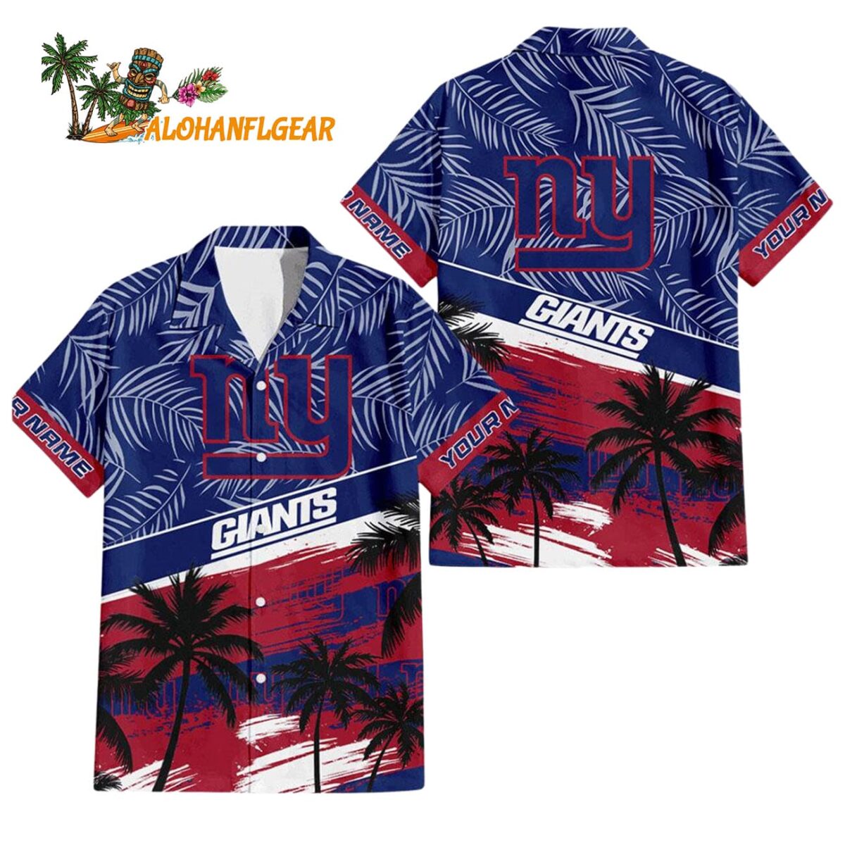 New York Giants Palm Tree Tropical Trendy Football Custom Name Hawaiian Shirt 1