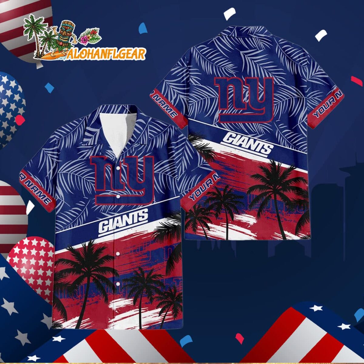 New York Giants Palm Tree Tropical Trendy Football Custom Name Hawaiian Shirt 2 New York Giants Palm Tree Tropical Trendy Football Custom Name Hawaiian Shirt 3