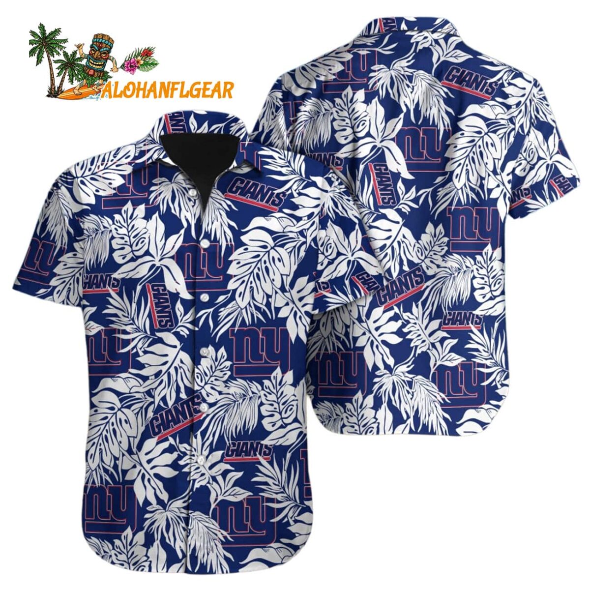 New York Giants Tropical Leafs Design Hawaiian Shirt 1