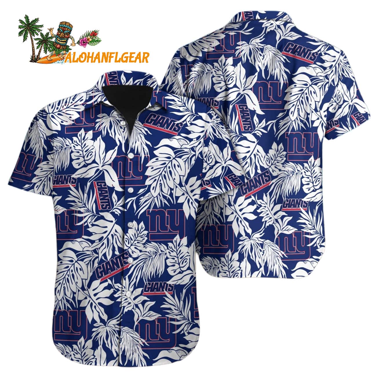 New York Giants Tropical Leafs Design Hawaiian Shirt New York Giants Tropical Leafs Design Hawaiian Shirt