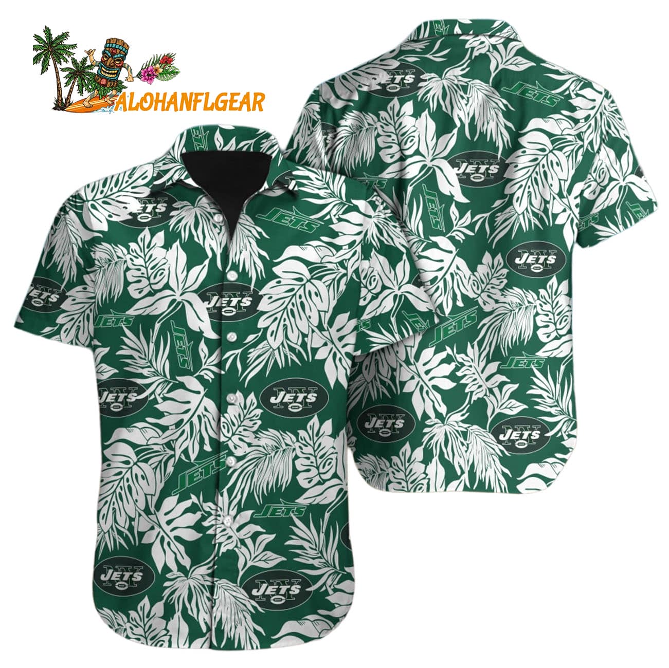 New York Jets Tropical Leafs Design Hawaiian Shirt New York Jets Tropical Leafs Design Hawaiian Shirt
