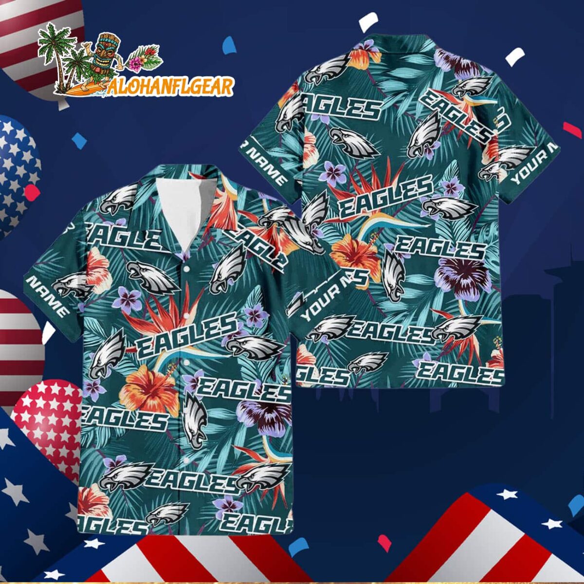Philadelphia Eagles Football Team Flower Summer Design Custom Name Hawaiian Shirt 2 Philadelphia Eagles Football Team Flower Summer Design Custom Name Hawaiian Shirt 3