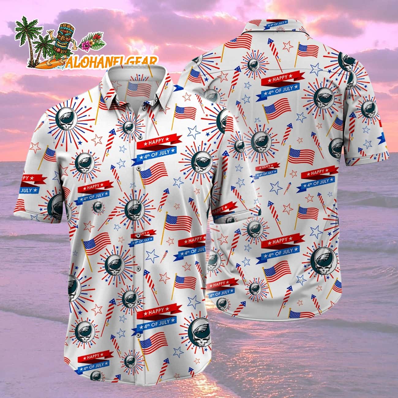Philadelphia Eagles Grateful Dead Hawaiian Shirt Philadelphia Eagles Grateful Dead Hawaiian Shirt