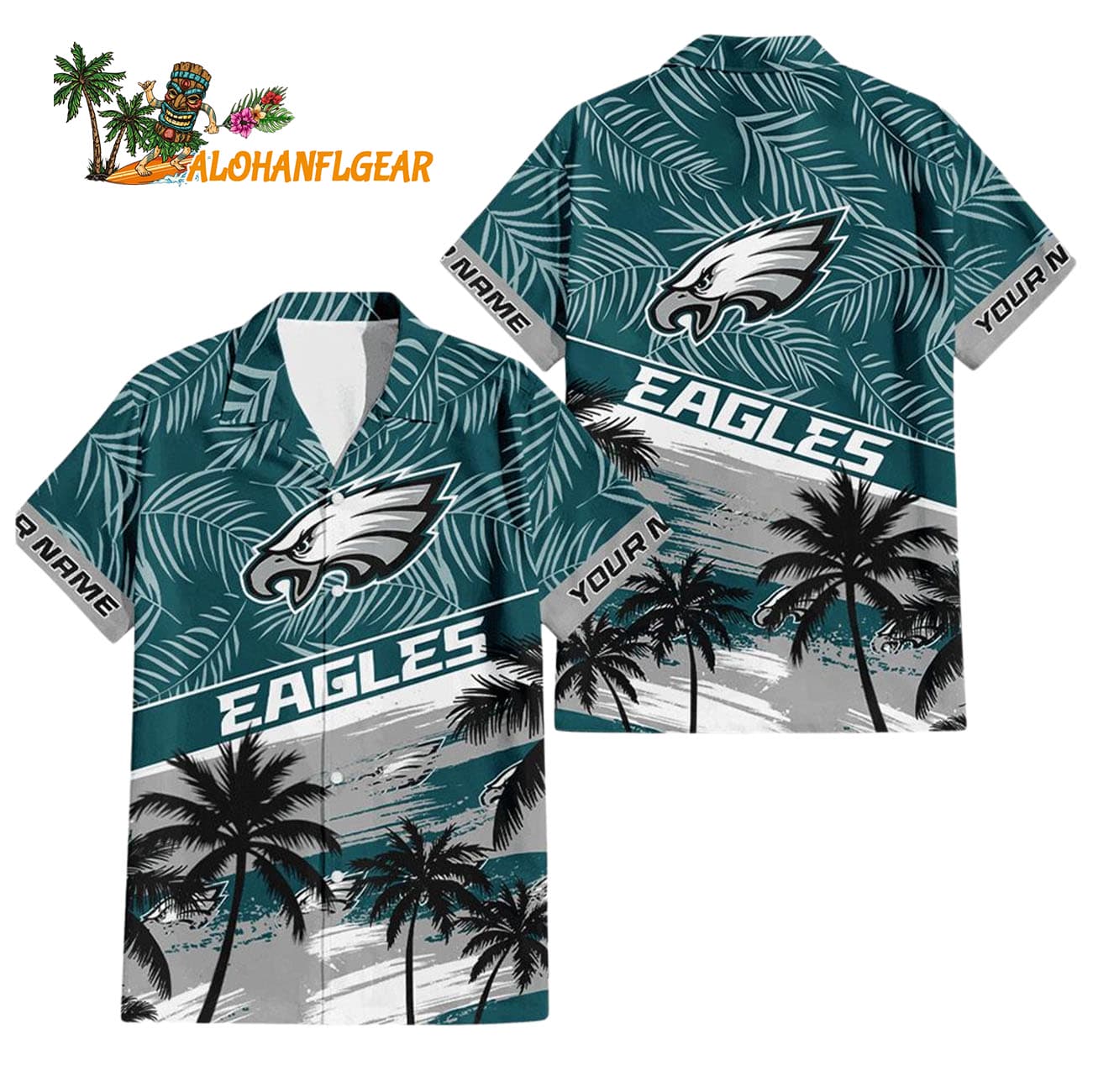 Philadelphia Eagles Palm Tree Tropical Trendy Football Custom Name Hawaiian Shirt Philadelphia Eagles Palm Tree Tropical Trendy Football Custom Name Hawaiian Shirt