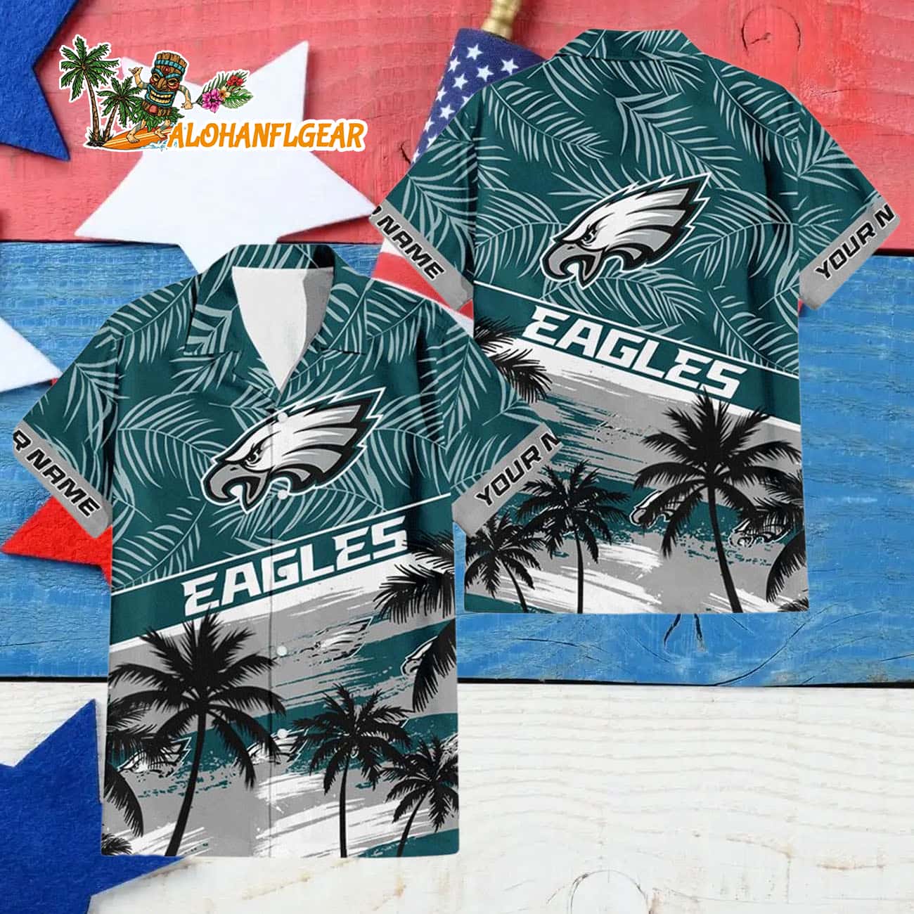 Philadelphia Eagles Palm Tree Tropical Trendy Football Custom Name Hawaiian Shirt Philadelphia Eagles Palm Tree Tropical Trendy Football Custom Name Hawaiian Shirt