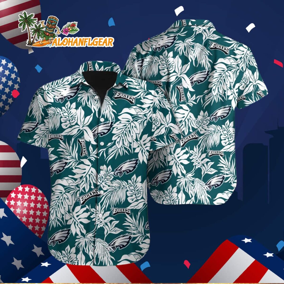 Philadelphia Eagles Tropical Leafs Design Hawaiian Shirt 2 Philadelphia Eagles Tropical Leafs Design Hawaiian Shirt 3
