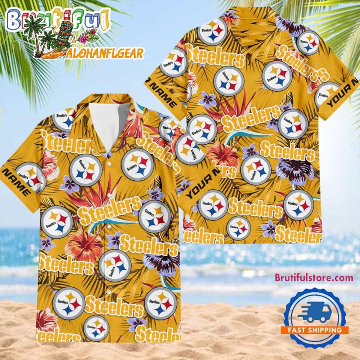 Pittsburgh Steelers Football Team Flower Summer Design Custom Name Hawaiian Shirt 4 Pittsburgh Steelers Football Team Flower Summer Design Custom Name Hawaiian Shirt 4