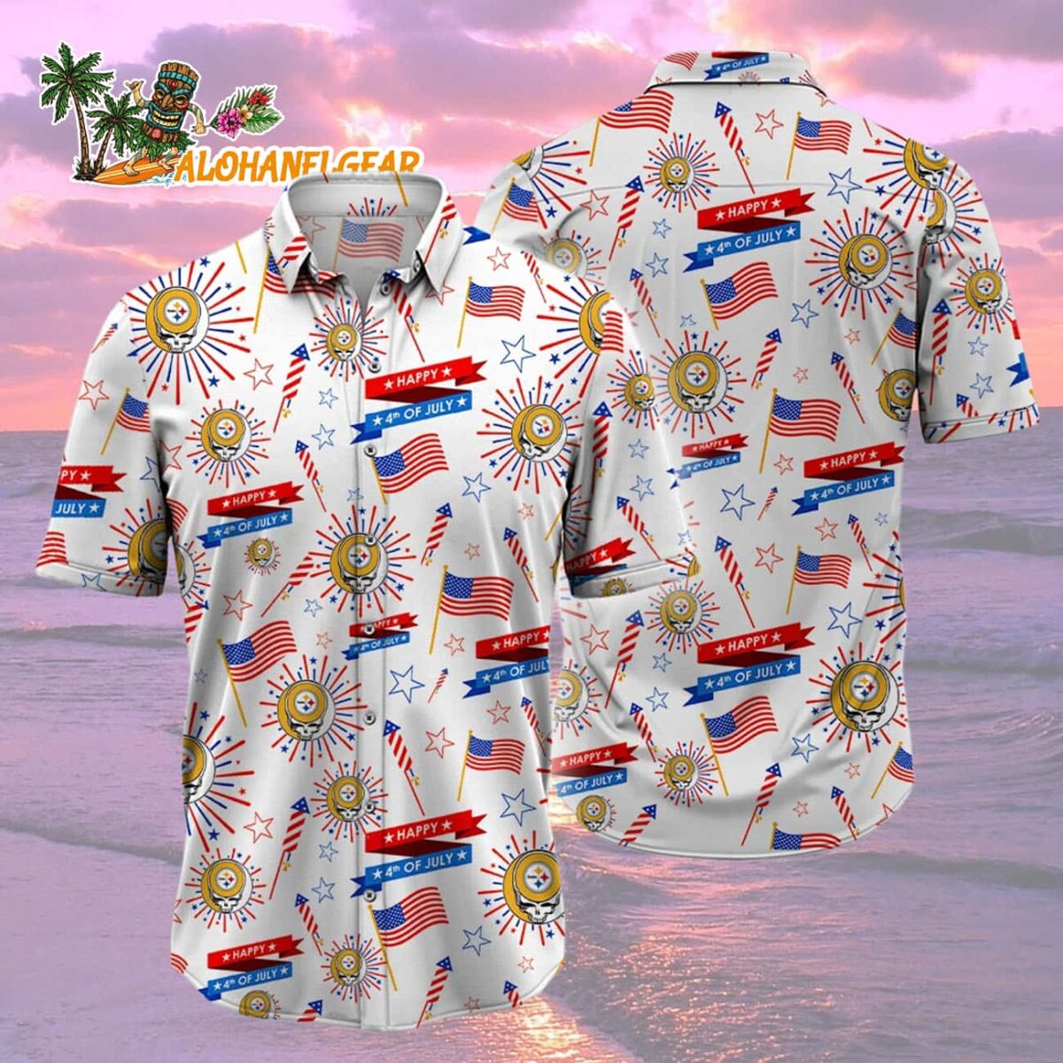 Pittsburgh Steelers Grateful Dead Hawaiian Shirt 1 Pittsburgh Steelers Grateful Dead Hawaiian Shirt 2