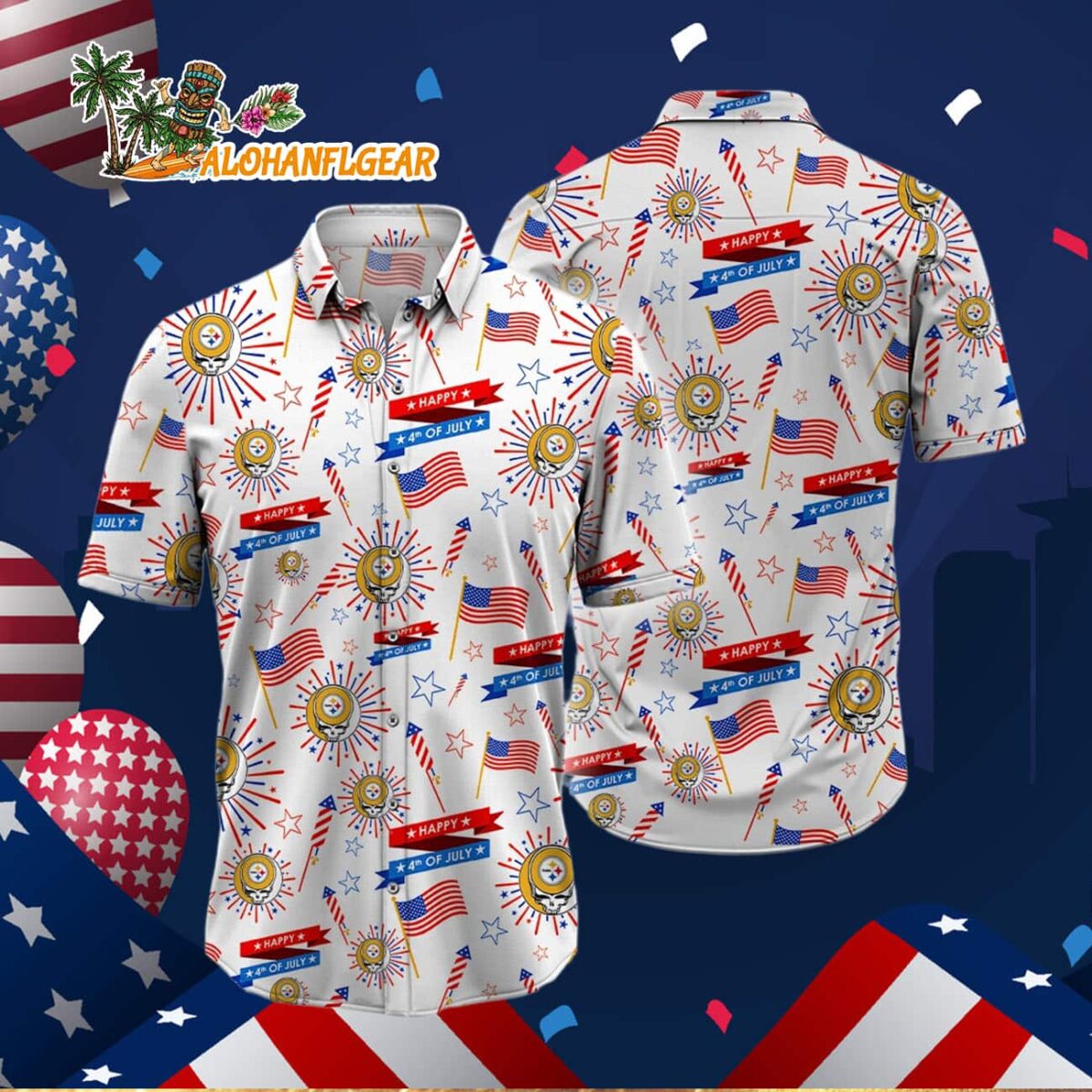 Pittsburgh Steelers Grateful Dead Hawaiian Shirt 2 Pittsburgh Steelers Grateful Dead Hawaiian Shirt 3