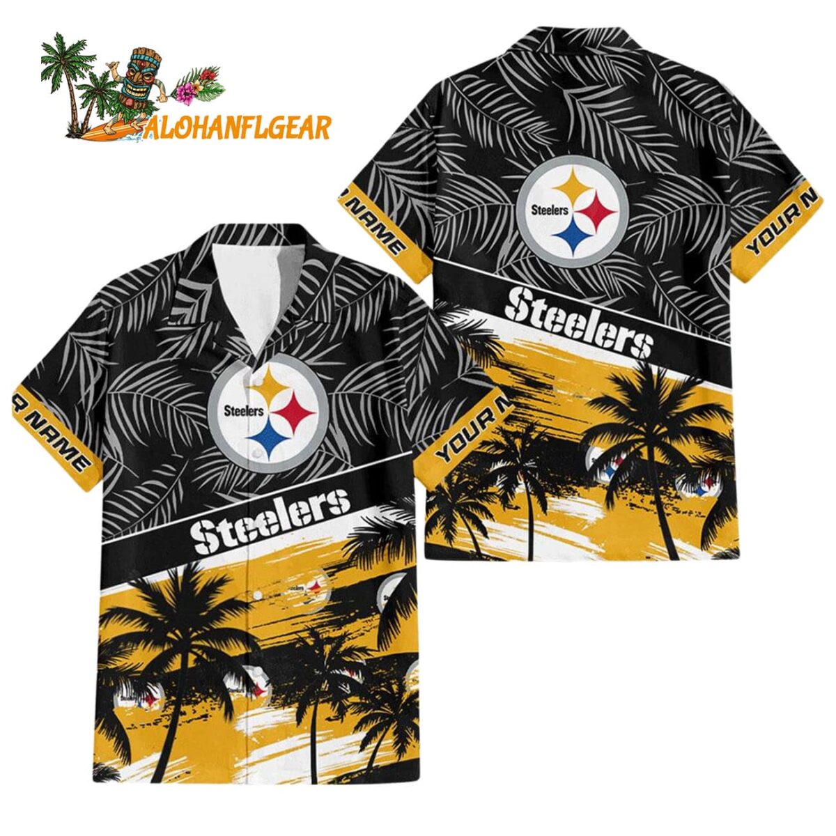 Pittsburgh Steelers Palm Tree Tropical Trendy Football Custom Name Hawaiian Shirt 1