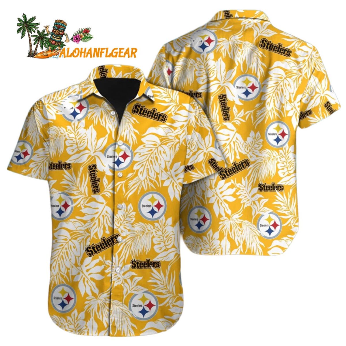 Pittsburgh Steelers Tropical Leafs Design Hawaiian Shirt 1