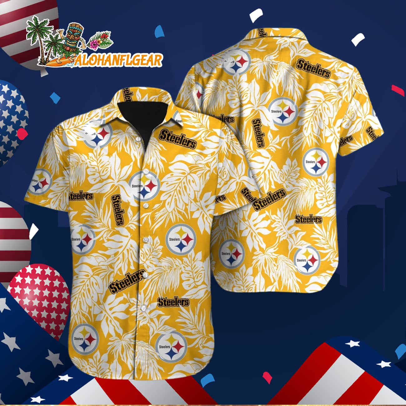 Pittsburgh Steelers Tropical Leafs Design Hawaiian Shirt Pittsburgh Steelers Tropical Leafs Design Hawaiian Shirt