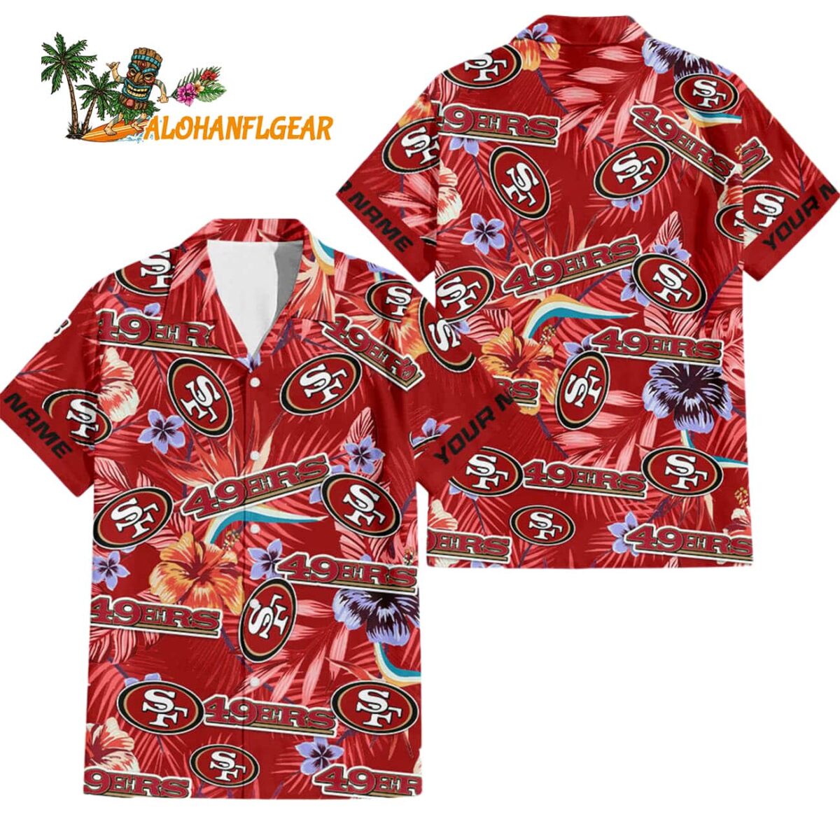 San Francisco 49ers Football Team Flower Summer Design Custom Name Hawaiian Shirt 1